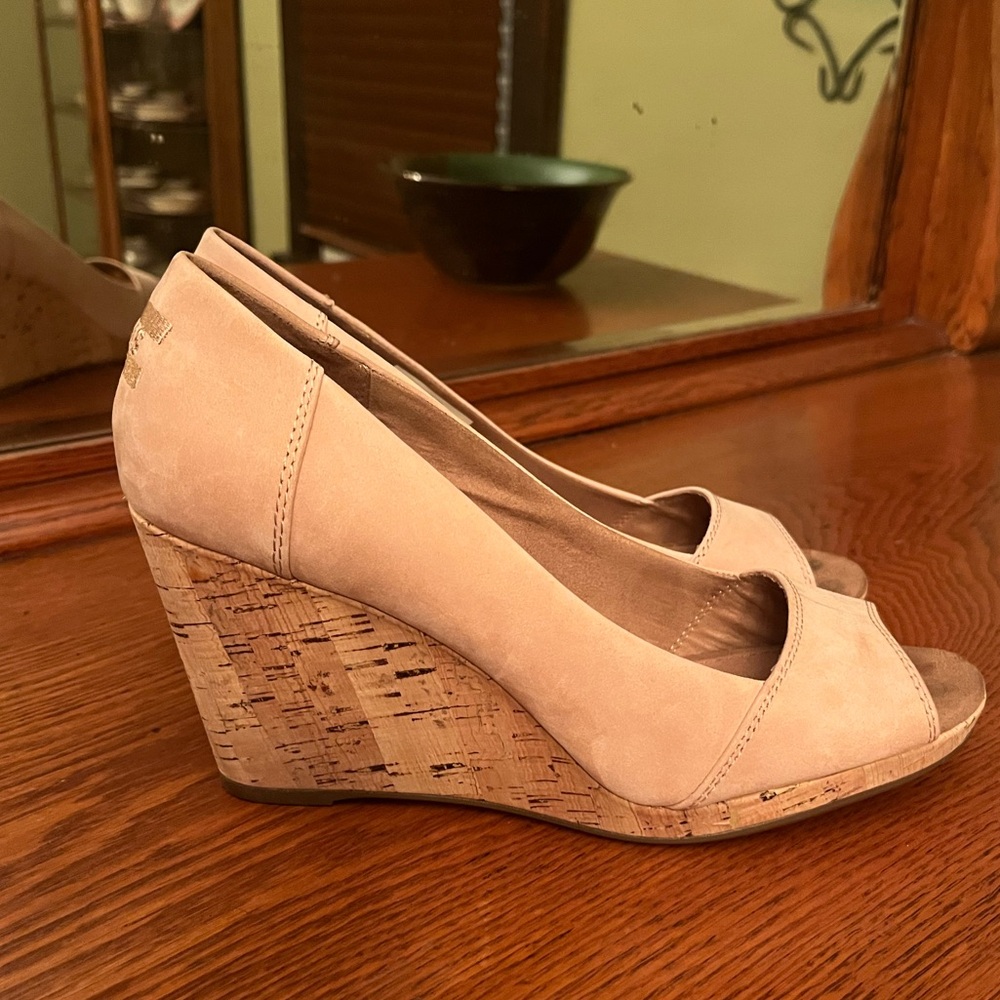 Toms Peep Toe Wedge Heels